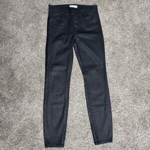 Madewell Women's High Riser Coated Black Jeans Size 28 Rock Dressy Edgy
